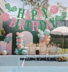 Pickleball Birthday Banner, Pickleball Theme Happy Birthday Party Decorations, Sport Decoration for Bday/Baby Shower Party, Pickle Ball Lover Player Bday Decor Green & Pink Glitter