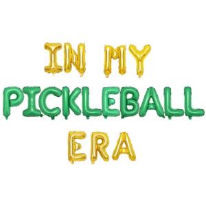 In My Pickleball Era Foil Balloons Banner Golden Green Pickleball Party Decorations Sport Theme Balloons Banner Kit for Pickleball Birthday or Retirement Party Decor Supplies