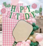 Pickleball Birthday Banner, Pickleball Theme Happy Birthday Party Decorations, Sport Decoration for Bday/Baby Shower Party, Pickle Ball Lover Player Bday Decor Green & Pink Glitter