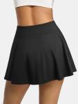 AFFOLE Women's Tennis Golf Skirts High Waisted with Pockets Inner Shorts for Athletic Skorts Sports Running Pickleball Black