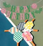 Pickleball Birthday Banner, Pickleball Theme Happy Birthday Party Decorations, Sport Decoration for Bday/Baby Shower Party, Pickle Ball Lover Player Bday Decor Green & Pink Glitter