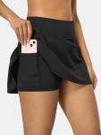 AFFOLE Women's Tennis Golf Skirts High Waisted with Pockets Inner Shorts for Athletic Skorts Sports Running Pickleball Black