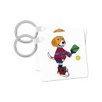 3dRose, Funny Cute Beagle Hound Dog Playing Pickleball Sports Cartoon, set of 2 Key Chains