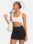 AFFOLE Women's Tennis Golf Skirts High Waisted with Pockets Inner Shorts for Athletic Skorts Sports Running Pickleball Black