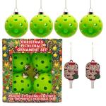Pickleball Christmas Ornaments Set – Pack of 4 Unique Pickleball Ornaments & 2 Decorated Paddles for Tree & Party Decor – Perfect Pickleball Gifts for Women, Men, Family, and Pickleball Lovers