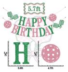 Pickleball Birthday Banner, Pickleball Theme Happy Birthday Party Decorations, Sport Decoration for Bday/Baby Shower Party, Pickle Ball Lover Player Bday Decor Green & Pink Glitter