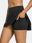 AFFOLE Women's Tennis Golf Skirts High Waisted with Pockets Inner Shorts for Athletic Skorts Sports Running Pickleball Black