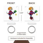 3dRose, Funny Cute Beagle Hound Dog Playing Pickleball Sports Cartoon, set of 2 Key Chains