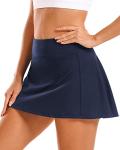 Stelle Women Tennis Golf Skirts High Waisted with Inner Shorts for Athletic Workout Sports Skorts Running Pickleball (NV,L) Navy