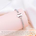 AINILOVE Gifts for Pickleball Lovers, Soccer/Baseball/Pickleball Bracelet Pickleball Stuff Jewelry Birthday Gifts for Women Men Teens Players (Baseball Bracelet Silver)