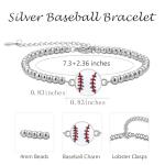 AINILOVE Gifts for Pickleball Lovers, Soccer/Baseball/Pickleball Bracelet Pickleball Stuff Jewelry Birthday Gifts for Women Men Teens Players (Baseball Bracelet Silver)