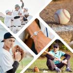 AINILOVE Gifts for Pickleball Lovers, Soccer/Baseball/Pickleball Bracelet Pickleball Stuff Jewelry Birthday Gifts for Women Men Teens Players (Baseball Bracelet Silver)
