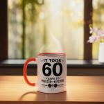 Funny Pickleball 60th Birthday 60 Years Player Kitchen Joke Ceramic Mug, Orange/White