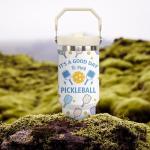 30 oz Tumbler with Handle Flip Straw Leak Proof - Pickleball Mug 30oz Tumbler Travel Coffee Mug with Handle - Birthday Gifts for Women Men Pickleball Lovers Players 30 Ounce Stainless Steel Cup