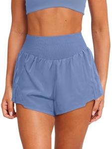 LASLULU Womens Gym Biker Shorts Mesh Liner Yoga Beach Basketball Sweat Summer Pilates Pickleball Shorts 2026 Activewear Pocket(Blue,Medium)