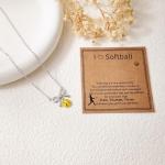 Kenailw Softball/Soccer/Volleyball/Basketball/Football/Tennis/Pickleball Necklace for Team Coach Player, Sports Lovers Accessories Jewelry Christmas Gifts 16+3 Inches (Softball-silver)