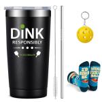 Fufandi Pickleball Gifts for Men Women - Pickle Ball Dink Responsibly - Christmas, Birthday Gifts for Pickleball Lovers Player Coach - Tumbler Cup 20oz