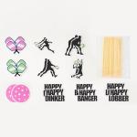 Pickleball Cupcake Toppers, 20 Pieces, Paddles, Ball, Players Silhouettes, Fun and Unique Cup Cake Topper Decorations, Pickleball Sports Theme Birthday Party Supplies, Happy Dinker