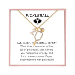 Personalized Soccer/Pickleball Gifts for Women Sport Lovers Teams, 18K Gold Plated Cubic Zirconia Sport Necklace Ball Pendant Accessories with Initial Letter (Pickleball-Z)
