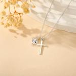 Gnamy Pickleball Necklace Gifts for Teen Girls, Dainty Cross Pendant Sport Accessories Birthday Christmas Valentines Religious Christian Jewelry Gifts for Women Pickleball Lovers Stuff 8-12 Silver