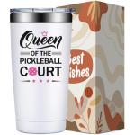 SpenMeta Pickleball Gifts for Women, Queen of the Pickleball Court - Funny Christmas Birthday Gifts for Pickle ball Player - 20oz Pickle ball Lovers Tumbler
