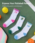 Jeasona Pickleball Socks for Women Pickleball Gifts for Women Pickle Ball Lovers- 3 Pairs Funny Sports Cotton Crew Socks with Arch Support, Athletic Socks US Size 6-9