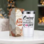SpenMeta Pickleball Gifts for Women, Queen of the Pickleball Court - Funny Christmas Birthday Gifts for Pickle ball Player - 20oz Pickle ball Lovers Tumbler
