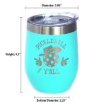 Bevvee Funny Pickleball Gifts - Wine Tumbler Cup with Sliding Lid - Pickleball Y'all - Stainless Steel Insulated Mug, 12 oz - Teal