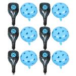 HAPINARY Inflatable Pickleball Paddle and Sports Ball Aluminum Foil Balloons Set for Birthday Party Decorations, Blue 6 Paddle + 6 18-inch round Balloons, Sports Theme Party Supplies