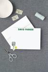Pickleball Personalized Stationery for Him or Her, Watercolor Pickle Ball Paddle and Ball FLAT Cards, Set of 10 Cards and Envelopes 2023-30 (Green)