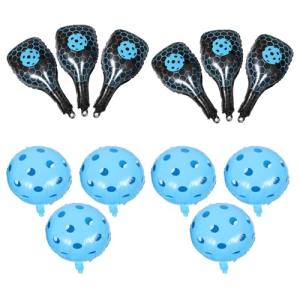 WESIEVYA Pickleball Paddle Balloons and Inflatable Sports Balloons Party Decorations Set for Outdoor Birthday Parties with 6 Paddles and 18-inch round Balls