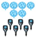 COOLHIYA Pickleball Paddle Balloons and 18-inch Blue Aluminum Foil Sports Balloons for Outdoor Birthday Party Decorations Inflatable Cartoon Set with 6 Paddles and 6 round Balls