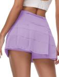 AugIris Women's Tennis Skirts High Waisted Athletic Golf Skorts with Pockets Skirts for Women Casual Workout Built-in Shorts Lavender Purple