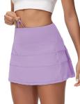 AugIris Women's Tennis Skirts High Waisted Athletic Golf Skorts with Pockets Skirts for Women Casual Workout Built-in Shorts Lavender Purple