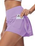 AugIris Women's Tennis Skirts High Waisted Athletic Golf Skorts with Pockets Skirts for Women Casual Workout Built-in Shorts Lavender Purple