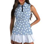 Hresuewn Womens Golf Shirts Sleeveless Quick Dry Lightweight Breathable Collared Shirts Pickleball Shirts Golf Outfits Blue Dots