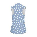 Hresuewn Womens Golf Shirts Sleeveless Quick Dry Lightweight Breathable Collared Shirts Pickleball Shirts Golf Outfits Blue Dots