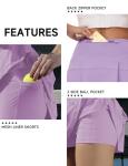 AugIris Women's Tennis Skirts High Waisted Athletic Golf Skorts with Pockets Skirts for Women Casual Workout Built-in Shorts Lavender Purple