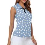 Hresuewn Womens Golf Shirts Sleeveless Quick Dry Lightweight Breathable Collared Shirts Pickleball Shirts Golf Outfits Blue Dots