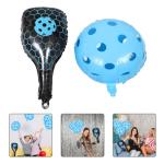 HAPINARY Inflatable Pickleball Paddle and Sports Ball Aluminum Foil Balloons Set for Birthday Party Decorations, Blue 6 Paddle + 6 18-inch round Balloons, Sports Theme Party Supplies