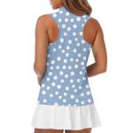 Hresuewn Womens Golf Shirts Sleeveless Quick Dry Lightweight Breathable Collared Shirts Pickleball Shirts Golf Outfits Blue Dots
