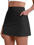 DLOODA Skorts for Woman Tennis Golf Skirt 4 Side Pockets High Waisted Athletic Pickleball Mini Skirts Black M