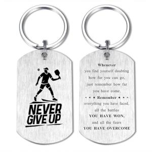Alotozo Pickleball Gifts - Pickleball Keychain for Teens Boys, Never Give Up Inspirational Key Chain Gift for Pickleball Players Athletes, Christmas Graduation Birthday