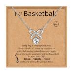 Kenailw Softball/Soccer/Volleyball/Basketball/Football/Tennis/Pickleball Necklace for Team Coach Player, Sports Lovers Accessories Jewelry Christmas Gifts 16+3 Inches (Basketball-silver)