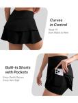 DLOODA Tennis Skirt for Women, Double Ruffle Golf Skirt High Waisted Flowy Athletic Skort with Pockets Workout Pickleball Y2K Black