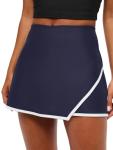 LASLULU Women's High Waist Skirt Skorts Stretchy Active Athletic Skirt Gym Running Pickleball Basic Classic Sports Skort(Navy Blue Medium)