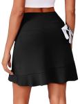 PINSPARK 18" Skorts for Women High Waisted Golf Tennis Skirt UPF50+ Athletic Pickleball Skort with 6 Pockets Workout Casual Summer Skirts,Black Large