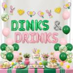 Balterever Pickleball Party Decorations for Women Include Dinks and Drinks Foil Balloons, Garland and Ribbon for Pickleball Party Decorations