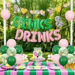 Balterever Pickleball Party Decorations for Women Include Dinks and Drinks Foil Balloons, Garland and Ribbon for Pickleball Party Decorations