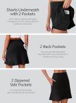 PINSPARK 18" Skorts for Women High Waisted Golf Tennis Skirt UPF50+ Athletic Pickleball Skort with 6 Pockets Workout Casual Summer Skirts,Black Large